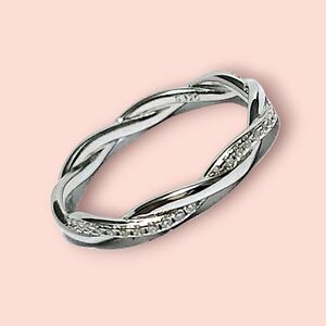 Moissanite Eternity band Silver Ring